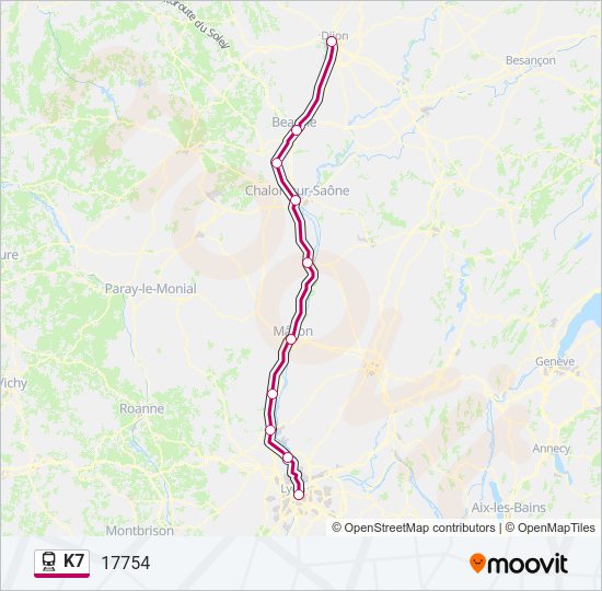 Plan de la ligne K7 de train