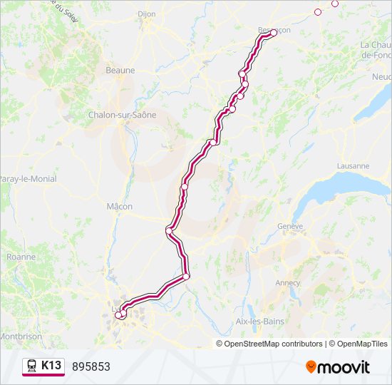 K13 train Line Map