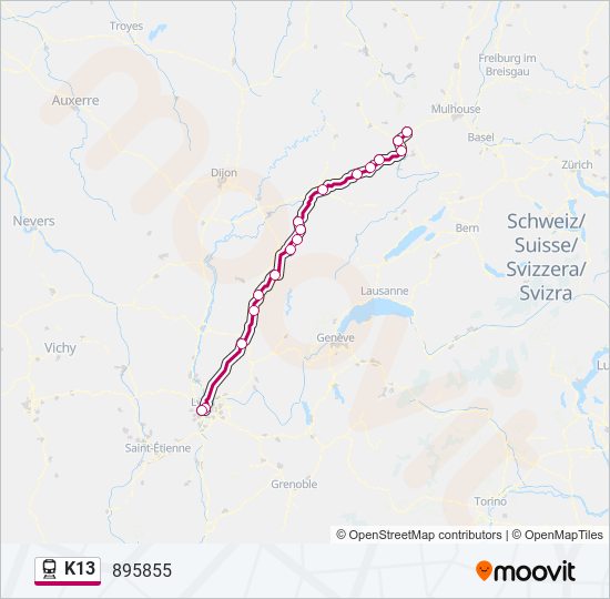 K13 train Line Map