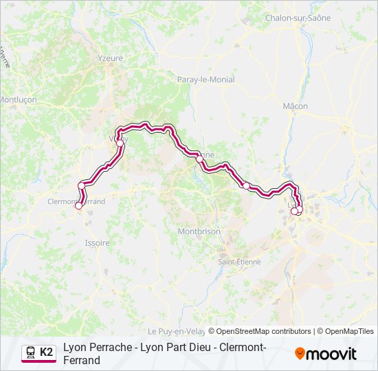 Mapa de K2 de tren