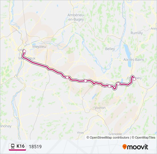 Mapa de K16 de tren