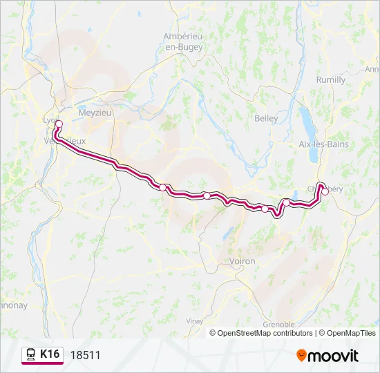 K16 Train Line Map
