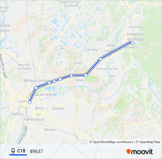 Plan de la ligne C18 de train