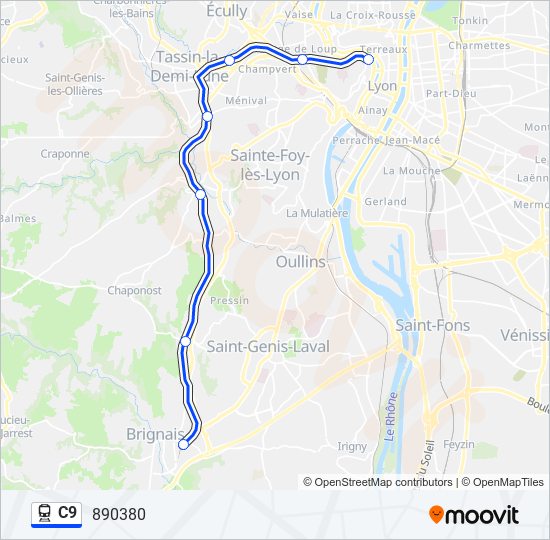 Plan de la ligne C9 de train