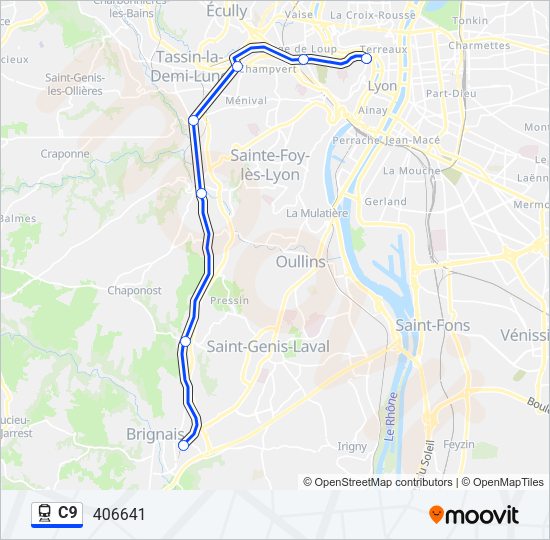 Plan de la ligne C9 de train