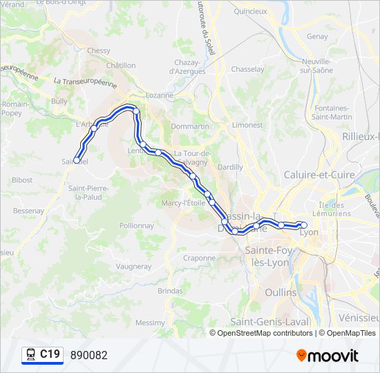 Plan de la ligne C19 de train