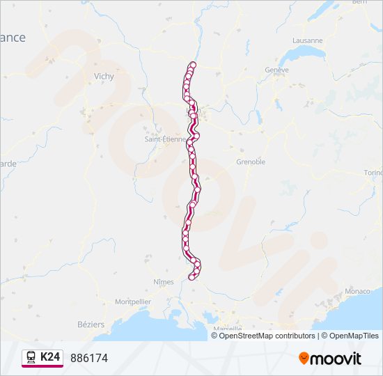 Plan de la ligne K24 de train