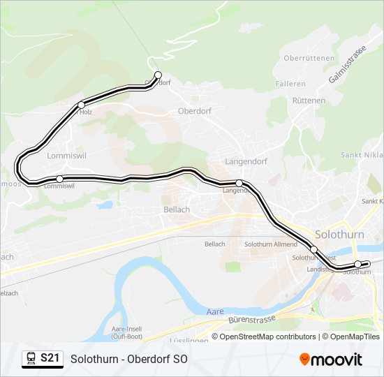 Plan de la ligne S21 de train