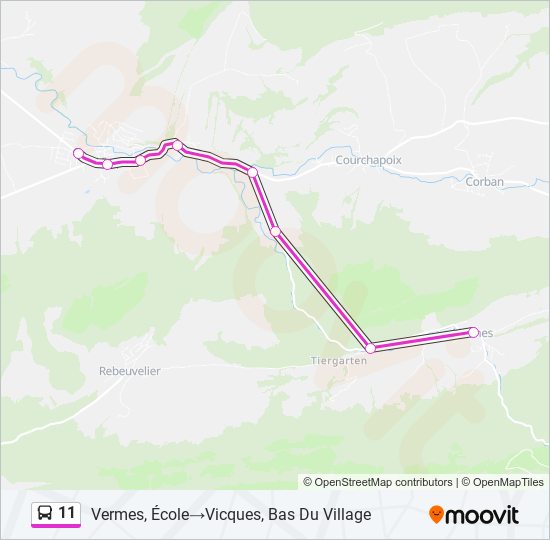 Plan de la ligne 11 de bus