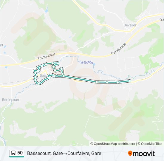 Plan de la ligne 50 de bus