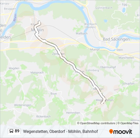 Plan de la ligne 89 de bus