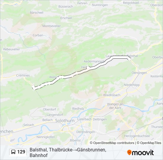 Plan de la ligne 129 de bus