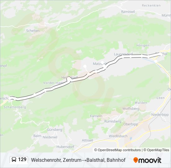 Plan de la ligne 129 de bus