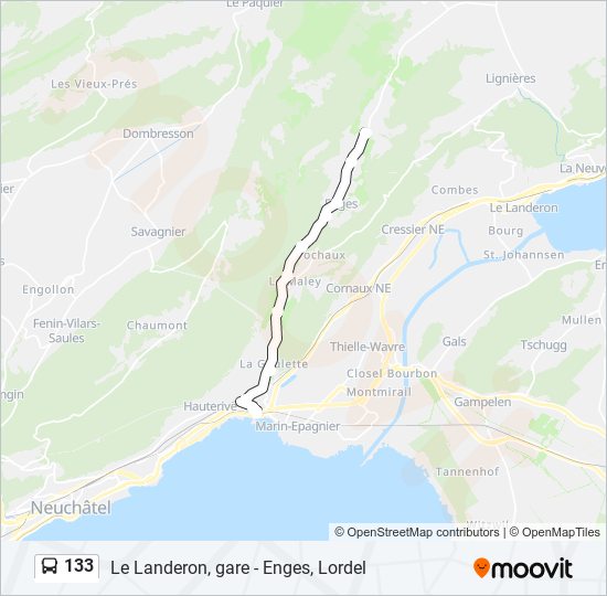 Plan de la ligne 133 de bus