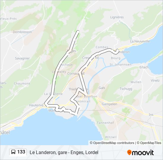 Plan de la ligne 133 de bus