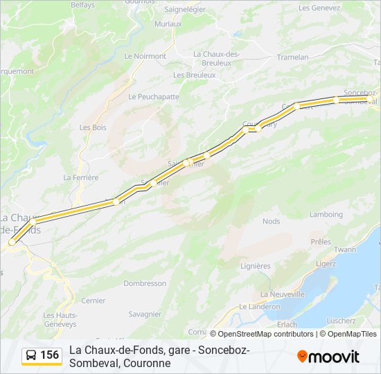 Plan de la ligne 156 de bus