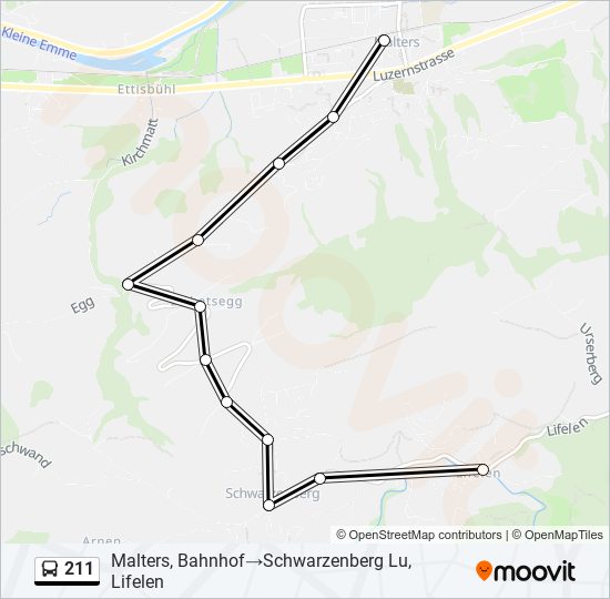 Plan de la ligne 211 de bus