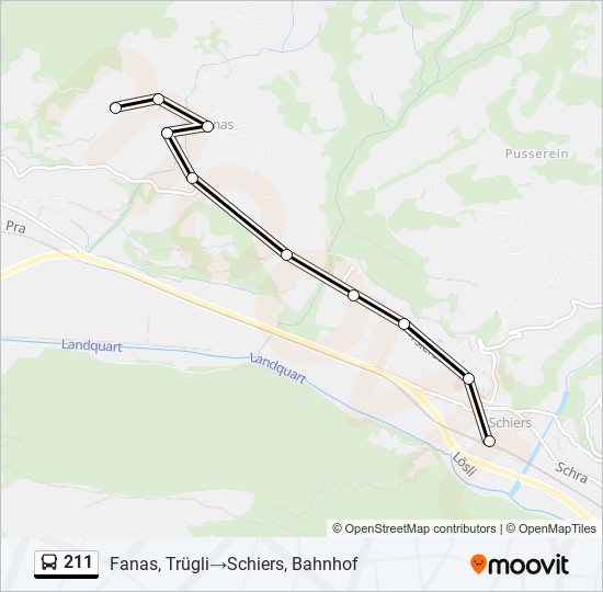 Plan de la ligne 211 de bus