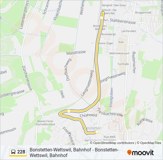 Plan de la ligne 228 de bus