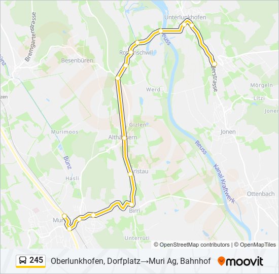 Plan de la ligne 245 de bus