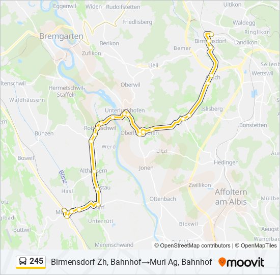 Plan de la ligne 245 de bus