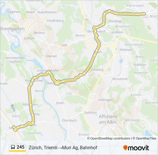 Plan de la ligne 245 de bus