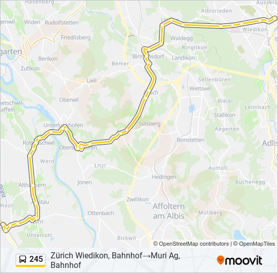 Plan de la ligne 245 de bus