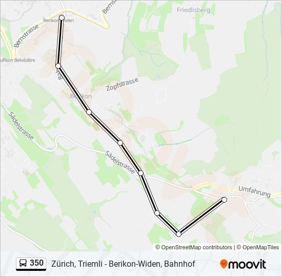 Plan de la ligne 350 de bus