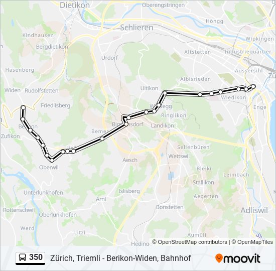 Plan de la ligne 350 de bus