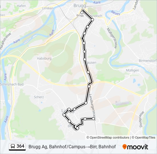 Plan de la ligne 364 de bus