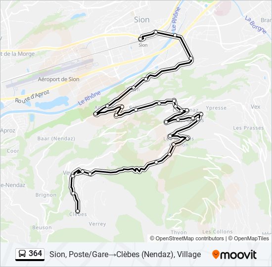 Plan de la ligne 364 de bus