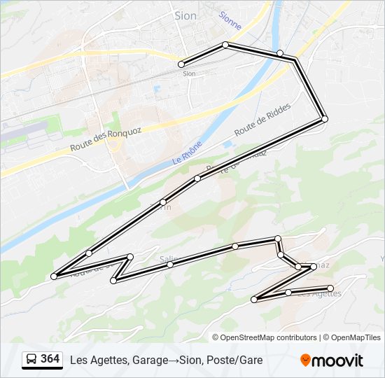 Plan de la ligne 364 de bus