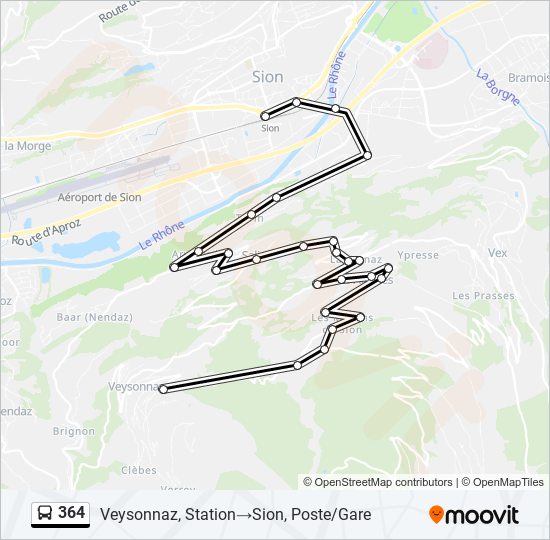 Plan de la ligne 364 de bus