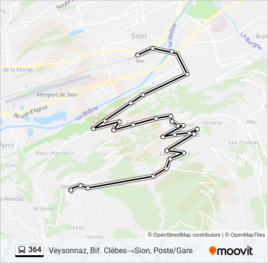 Plan de la ligne 364 de bus