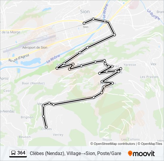 Plan de la ligne 364 de bus