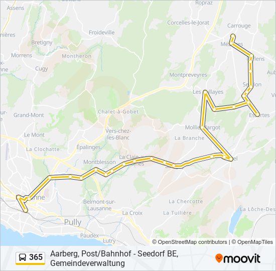 Plan de la ligne 365 de bus