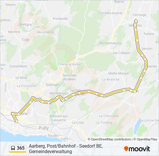 Plan de la ligne 365 de bus