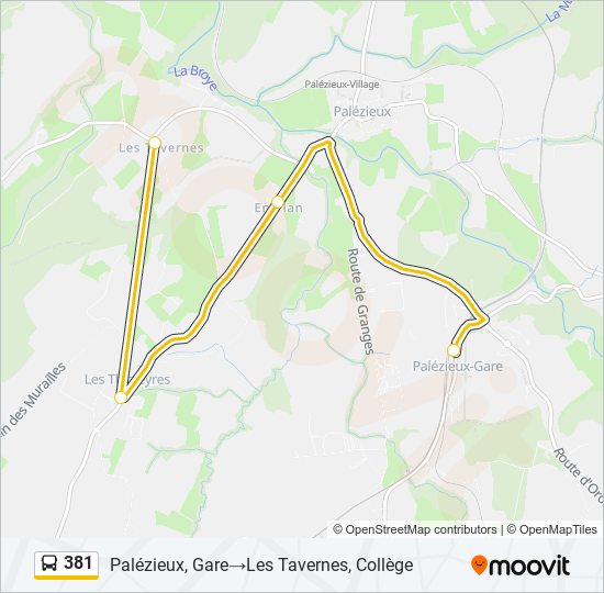 Plan de la ligne 381 de bus