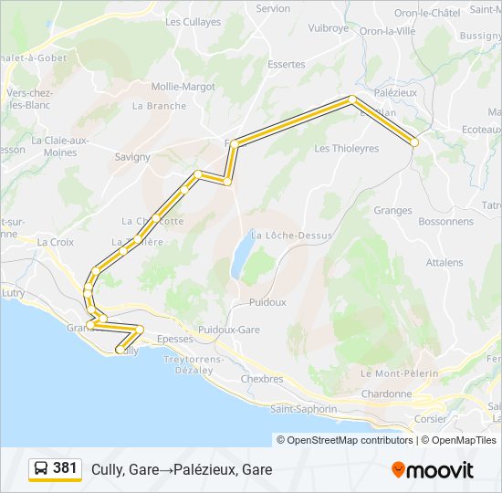 Plan de la ligne 381 de bus