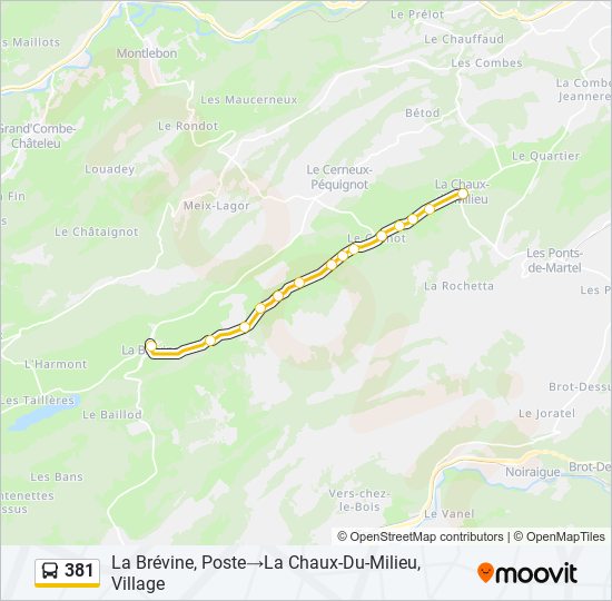 Plan de la ligne 381 de bus