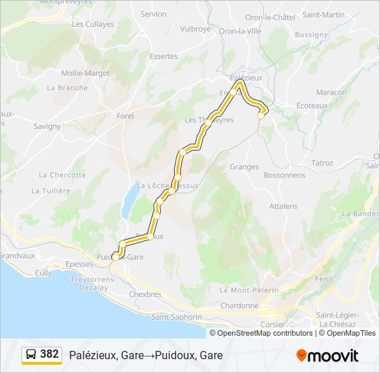 Plan de la ligne 382 de bus