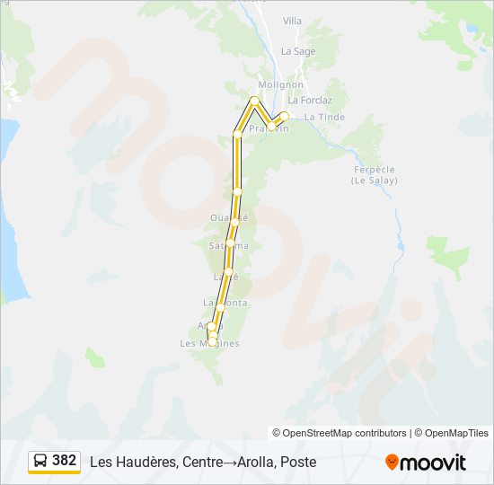 Plan de la ligne 382 de bus