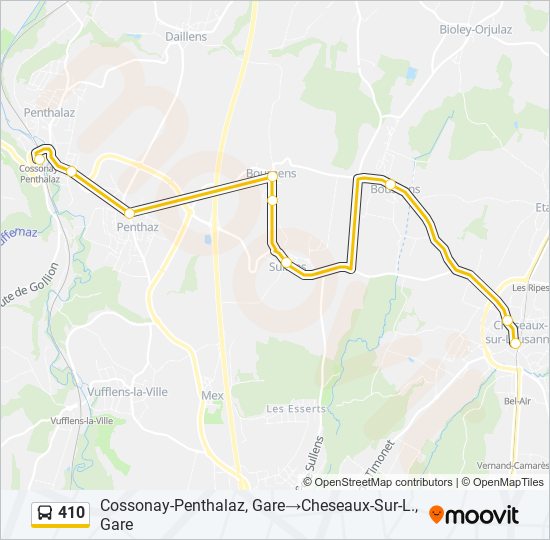 Plan de la ligne 410 de bus