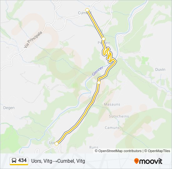 Plan de la ligne 434 de bus