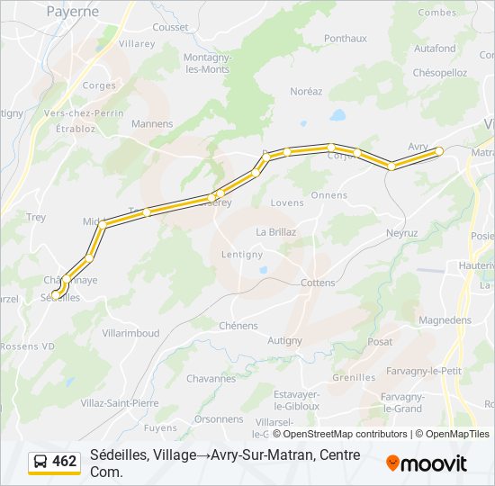 Plan de la ligne 462 de bus