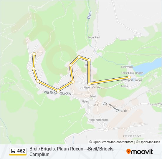 Plan de la ligne 462 de bus