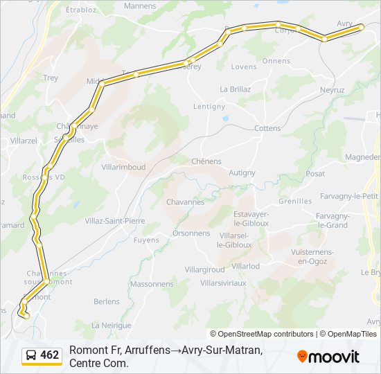 Plan de la ligne 462 de bus