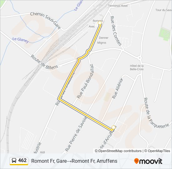 Plan de la ligne 462 de bus