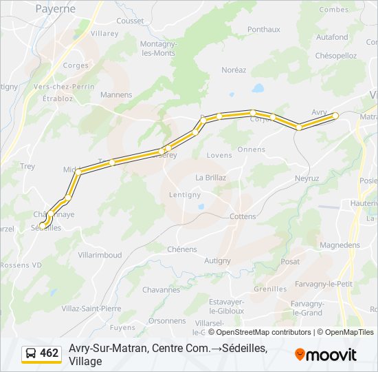 Plan de la ligne 462 de bus