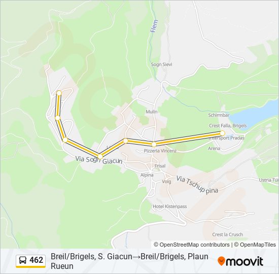 Plan de la ligne 462 de bus